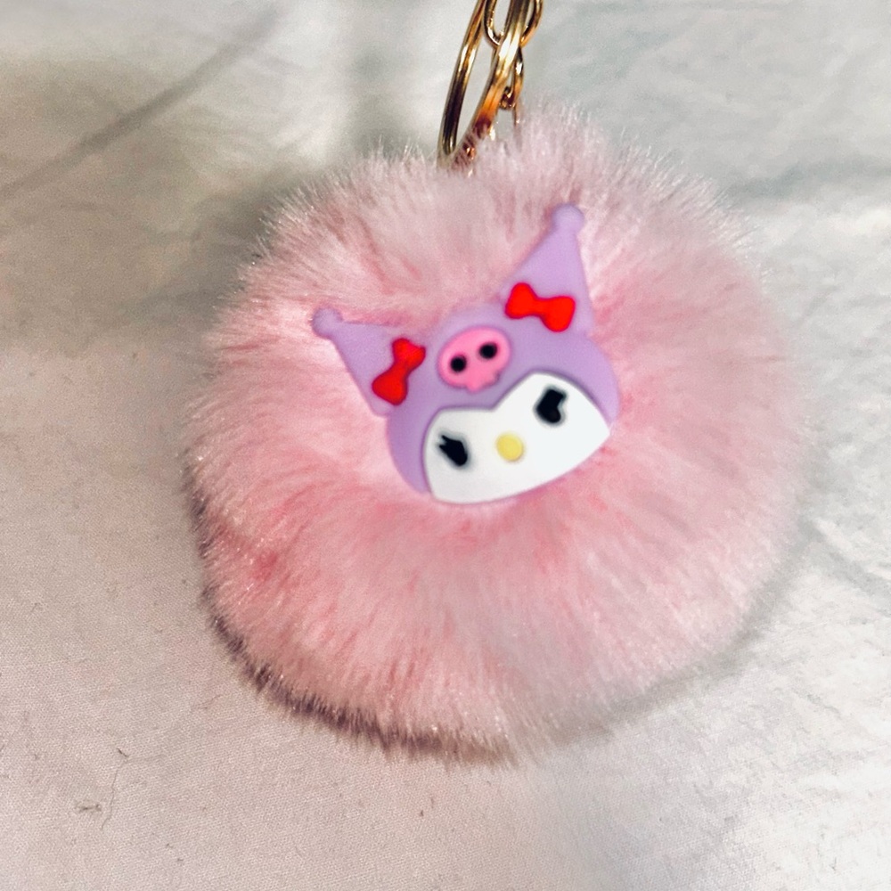 SALE!!!  Pink Fluffy Character Bag Charm Large Gold Lobster Clasp & Keyring💖